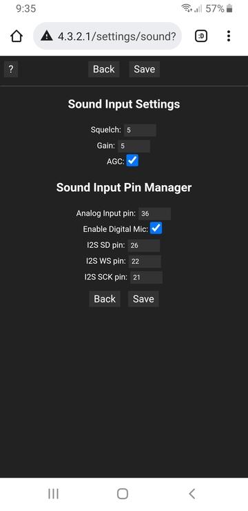Sound Input Settings (Sound Responsive versions only)